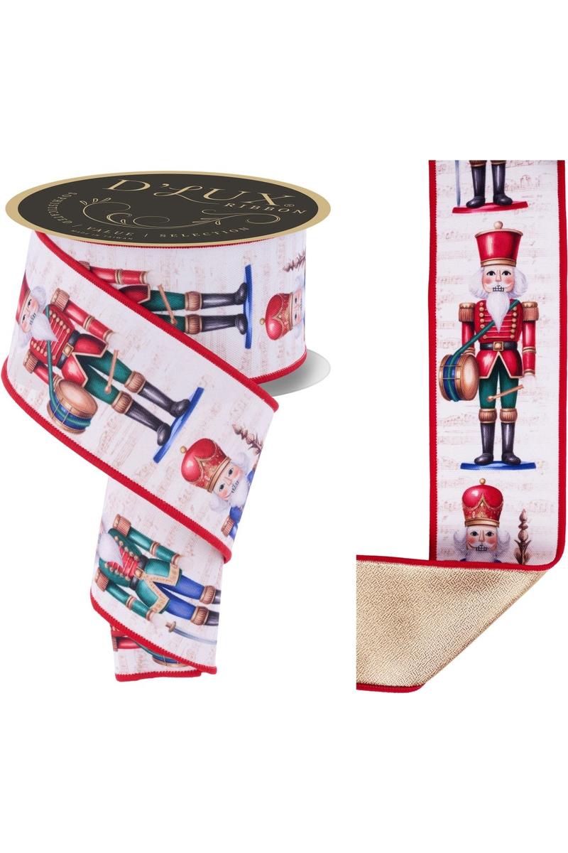 Shop For 2.5" D'Lux Nutcracker Fused Ribbon: Ivory/Red (10 Yards)