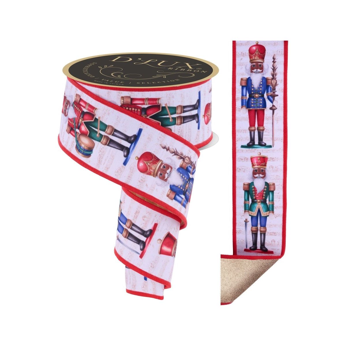 Shop For 2.5" D'Lux Nutcracker Fused Ribbon: White/Red (10 Yards)