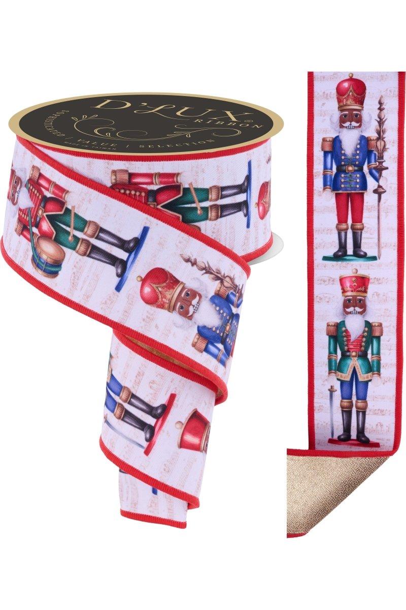 Shop For 2.5" D'Lux Nutcracker Fused Ribbon: White/Red (10 Yards)