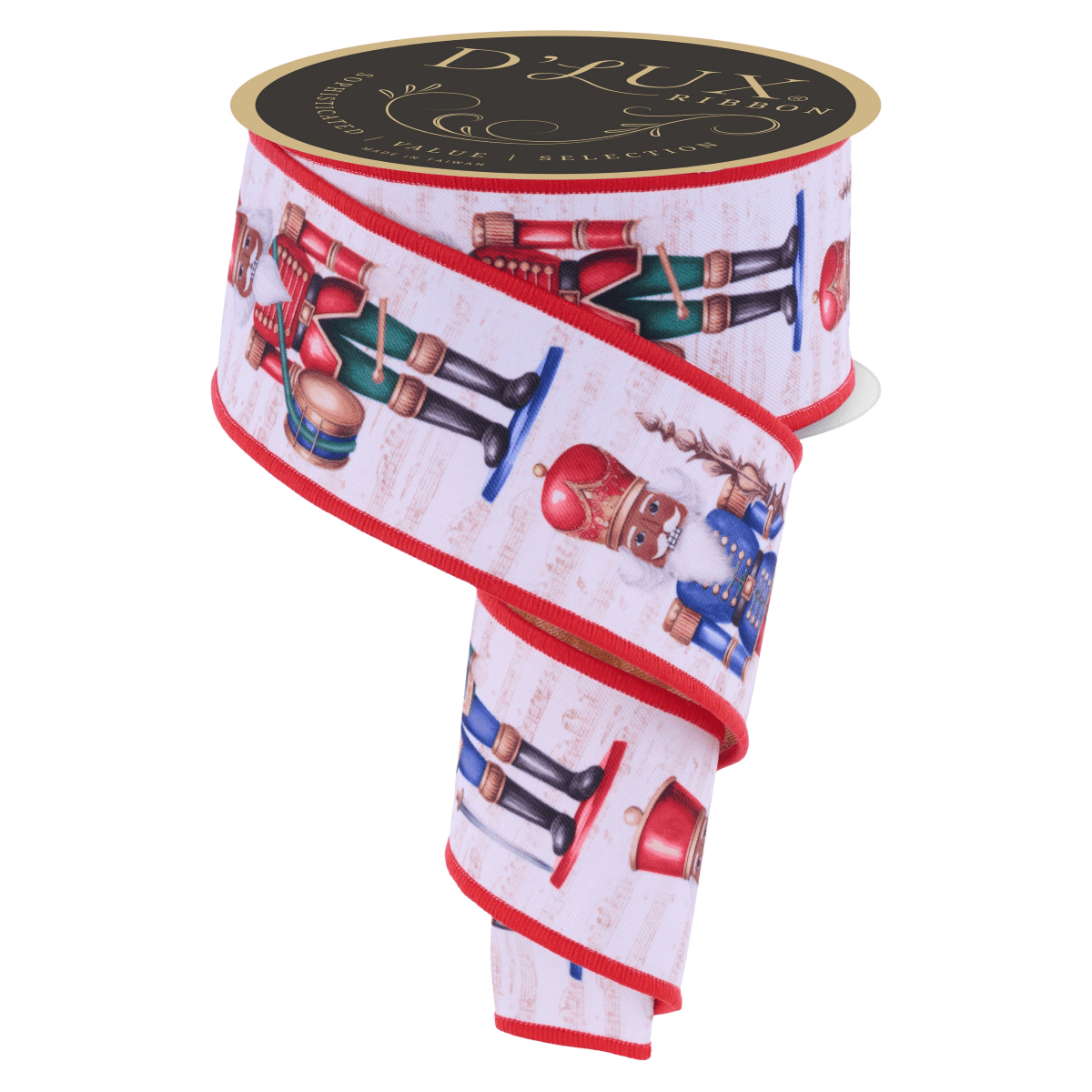 Shop For 2.5" D'Lux Nutcracker Fused Ribbon: White/Red (10 Yards)