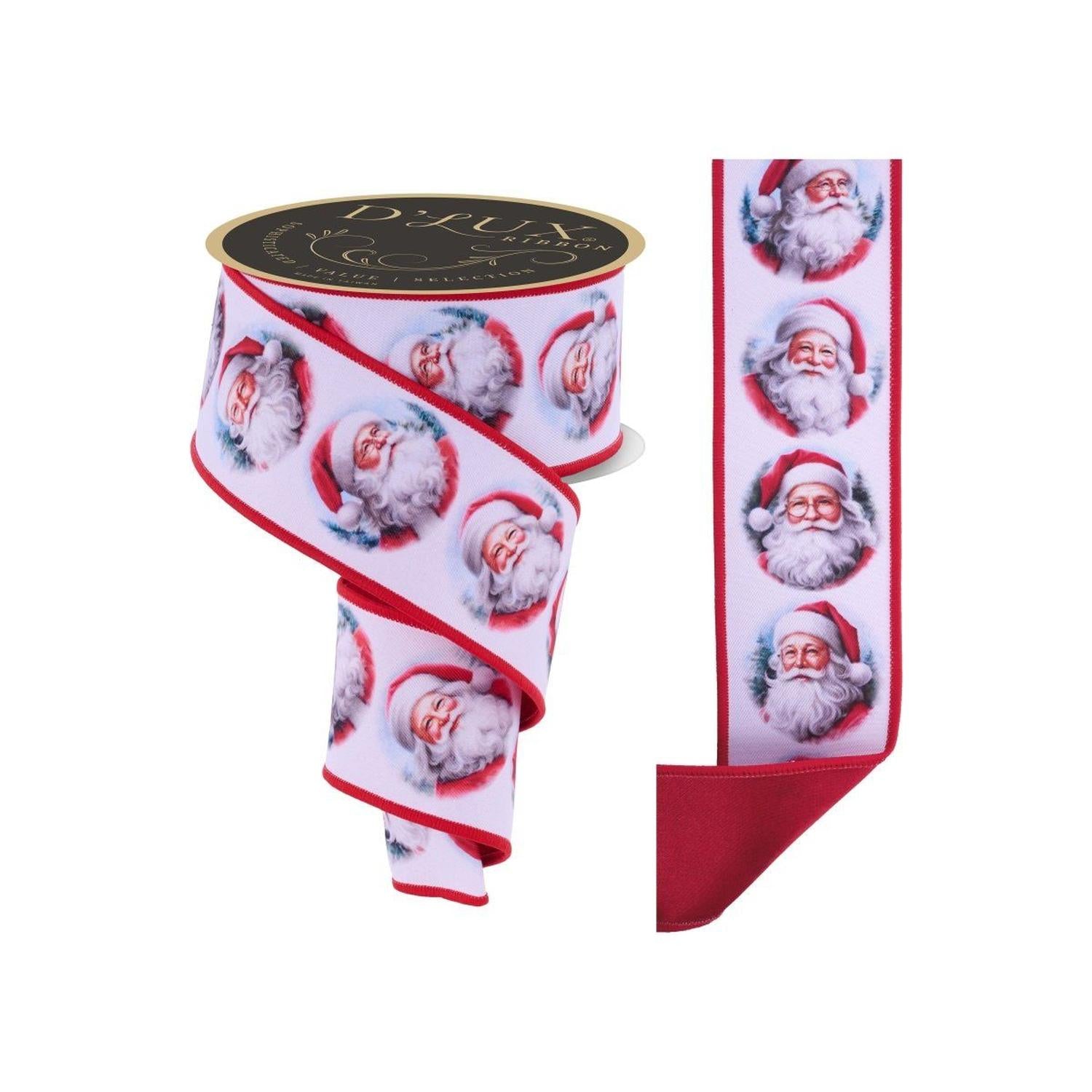 2.5" D'Lux Santa Fused Ribbon: White (10 Yards)