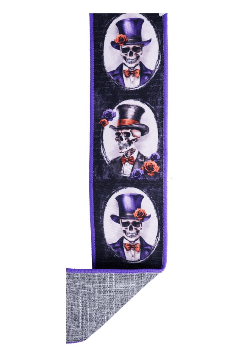 Shop For 2.5" D'Lux Skeleton Portraits Fused Ribbon: Purple (10 Yards)