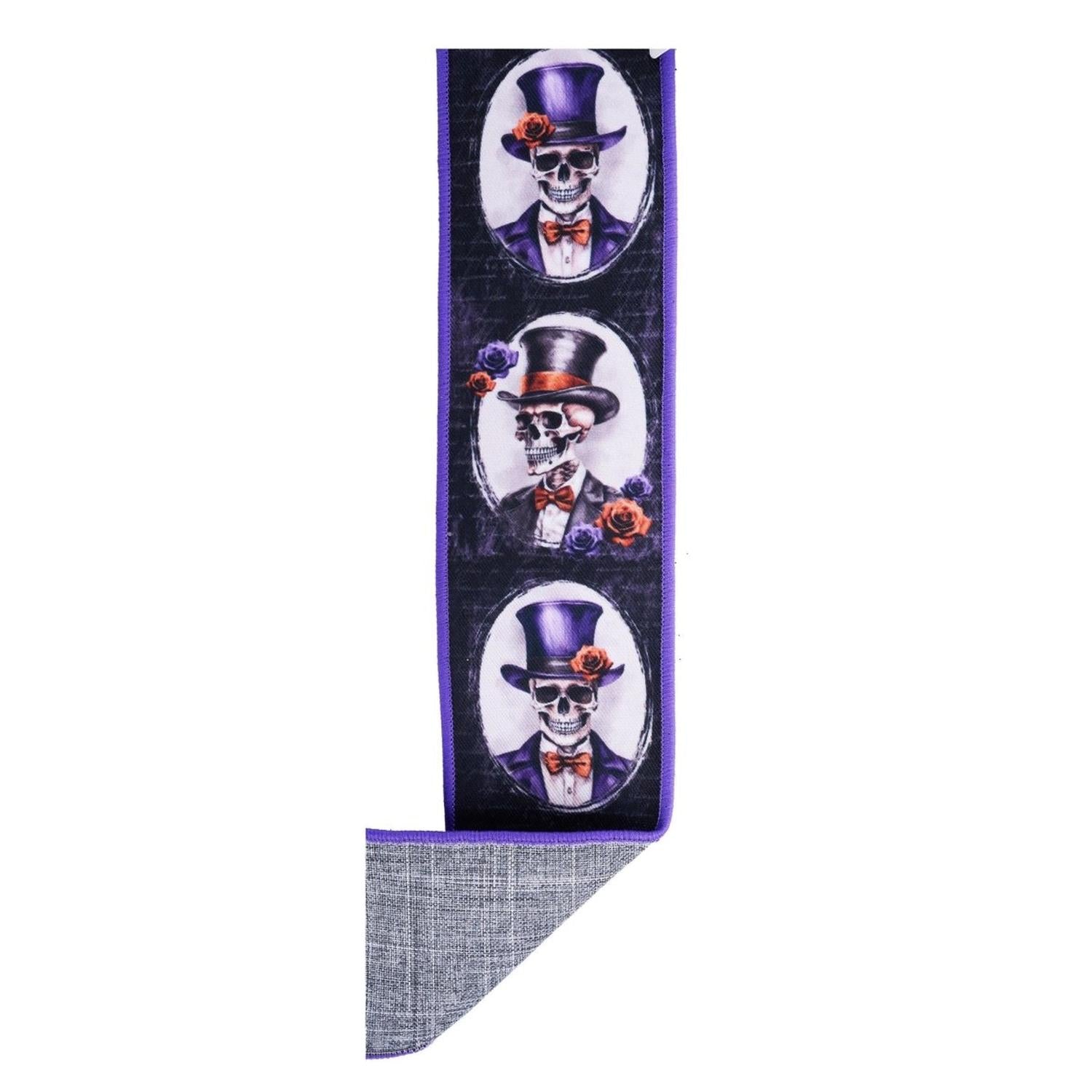 2.5" D'Lux Skeleton Portraits Fused Ribbon: Purple (10 Yards)