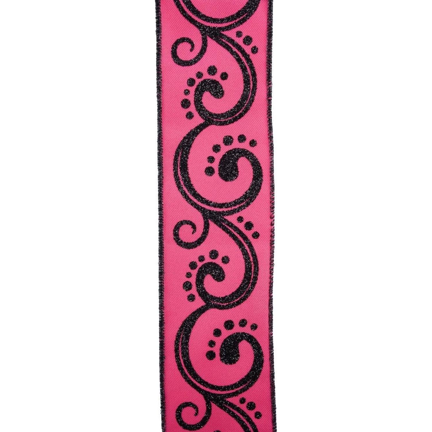 2.5" D'Lux Swirl Design Ribbon: Hot Pink (10 Yards)