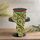 Shop For 2.5" D'Lux Swirl Design Ribbon: Lime/Red (10 Yards)
