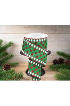 Shop For 2.5" Dots & Stripes Glitter Ribbon: Emerald Green, White & Red (10 Yards)