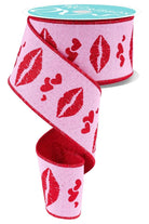 Shop For 2.5" Double Layer Bold Lips Ribbon: Pink/Red (10 Yards) at Michelle's aDOORable Creations