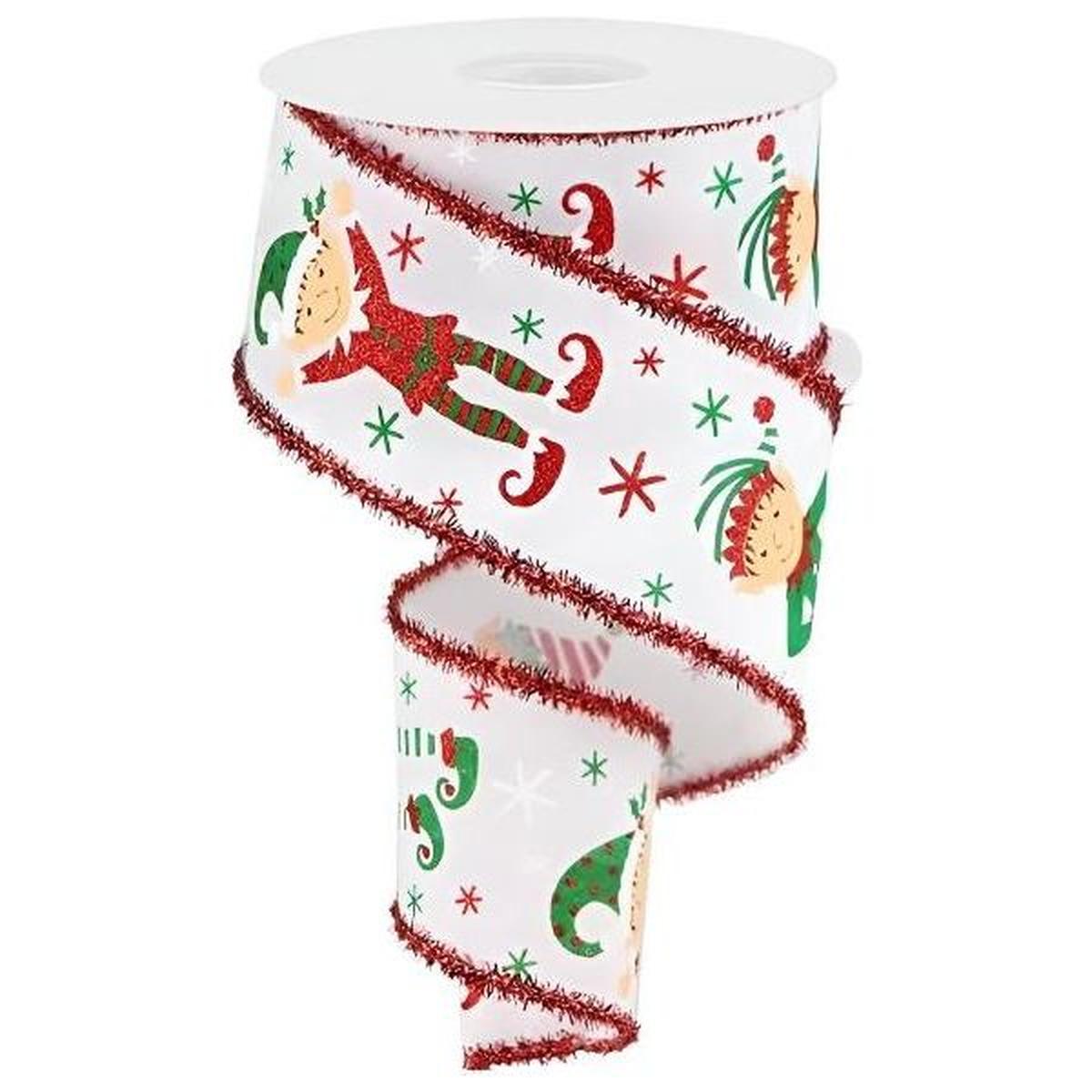 Shop For 2.5" Elves Tinsel Royal Ribbon: White (10 Yards)