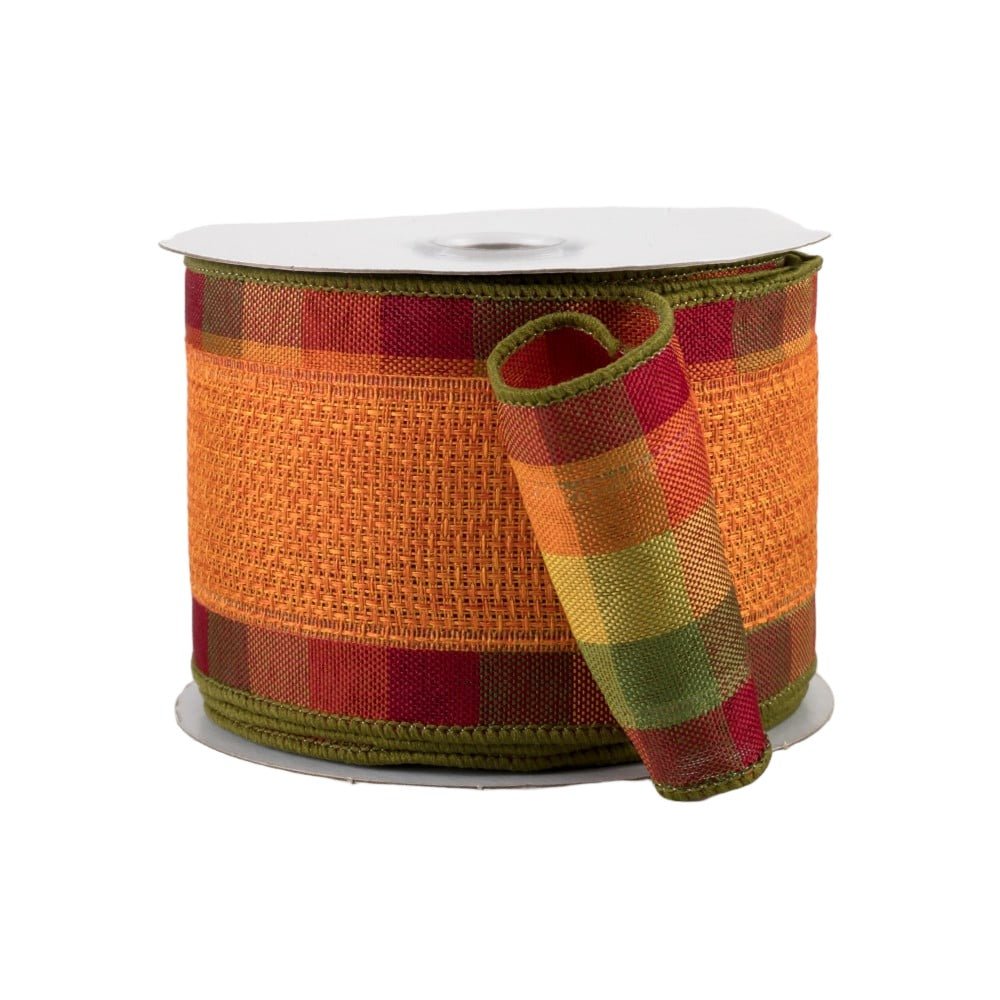 Shop For 2.5" Fall Plaid Two Sided Ribbon: Orange (10 Yards) at Michelle's aDOORable Creations