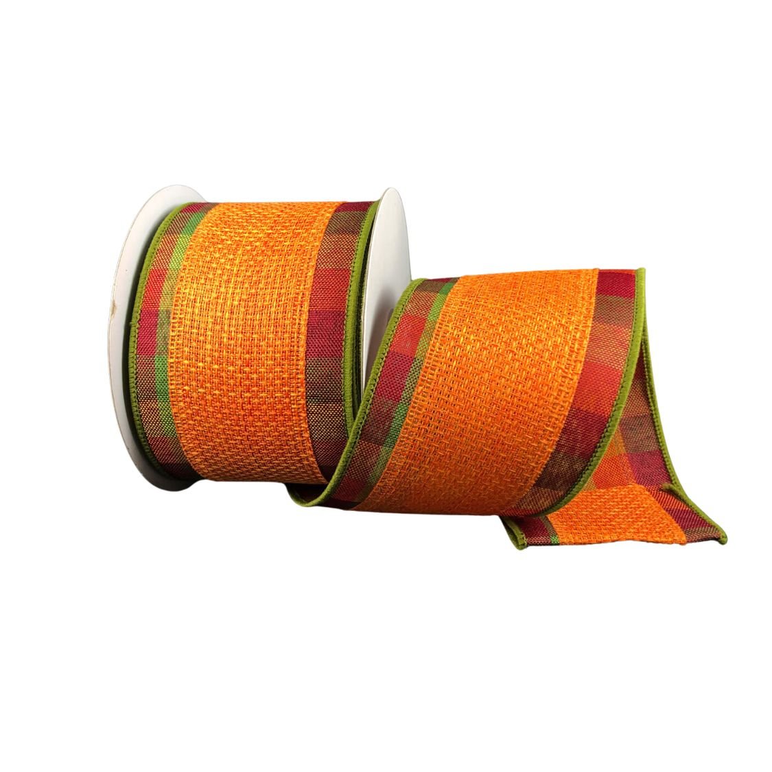 Shop For 2.5" Fall Plaid Two Sided Ribbon: Orange (10 Yards) at Michelle's aDOORable Creations