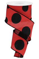 Shop For 2.5" Faux Burlap Giant Polka Dot Ribbon: Red & Black (10 Yards)