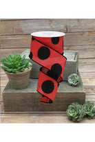 Shop For 2.5" Faux Burlap Giant Polka Dot Ribbon: Red & Black (10 Yards)