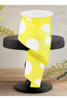 Shop For 2.5" Faux Burlap Giant Polka Dot Ribbon: Yellow & White (10 Yards)