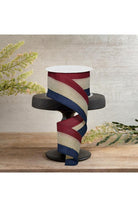 Shop For 2.5" Faux Burlap Striped Ribbon: Burgundy, Beige, Navy (10 Yards)