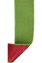 Shop For 2.5" Fine Glitter Fused Back Ribbon: Fresh Green/Red (10 Yards)