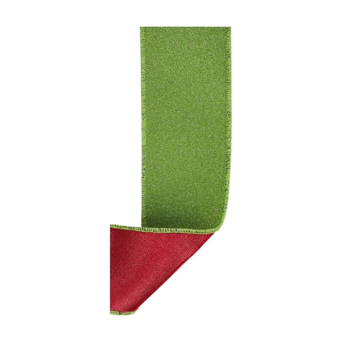 Shop For 2.5" Fine Glitter Fused Back Ribbon: Fresh Green/Red (10 Yards)