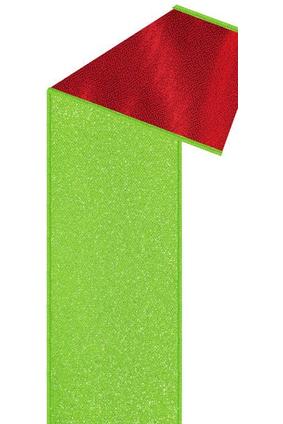 Shop For 2.5" Fine Glitter Fused Back Ribbon: Fresh Green/Red (10 Yards)