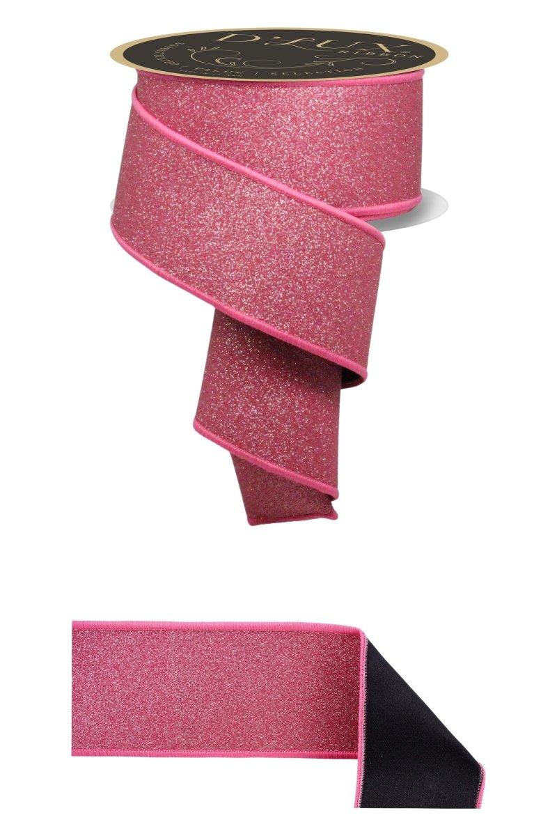 Shop For 2.5" Fine Glitter Fused Back Ribbon: Fuchsia/Black (10 Yards)