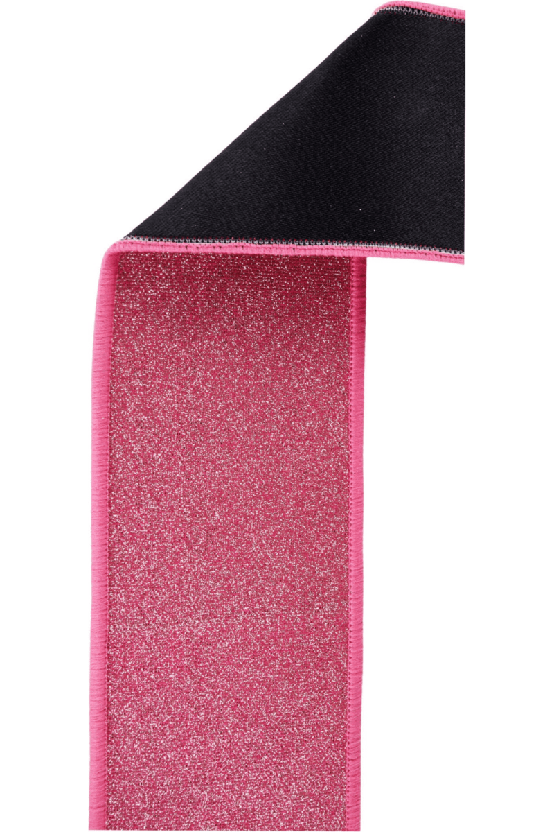 Shop For 2.5" Fine Glitter Fused Back Ribbon: Fuchsia/Black (10 Yards)