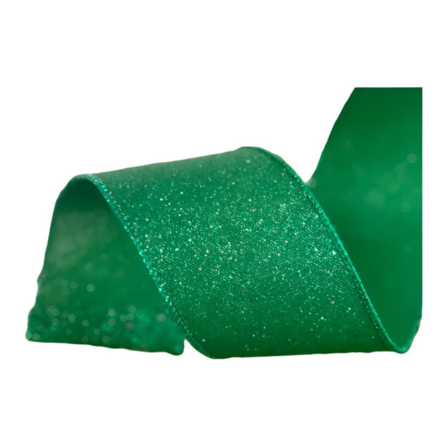 2.5" Fine Glitter On Faux Royal: Emerald Green (10 Yards)