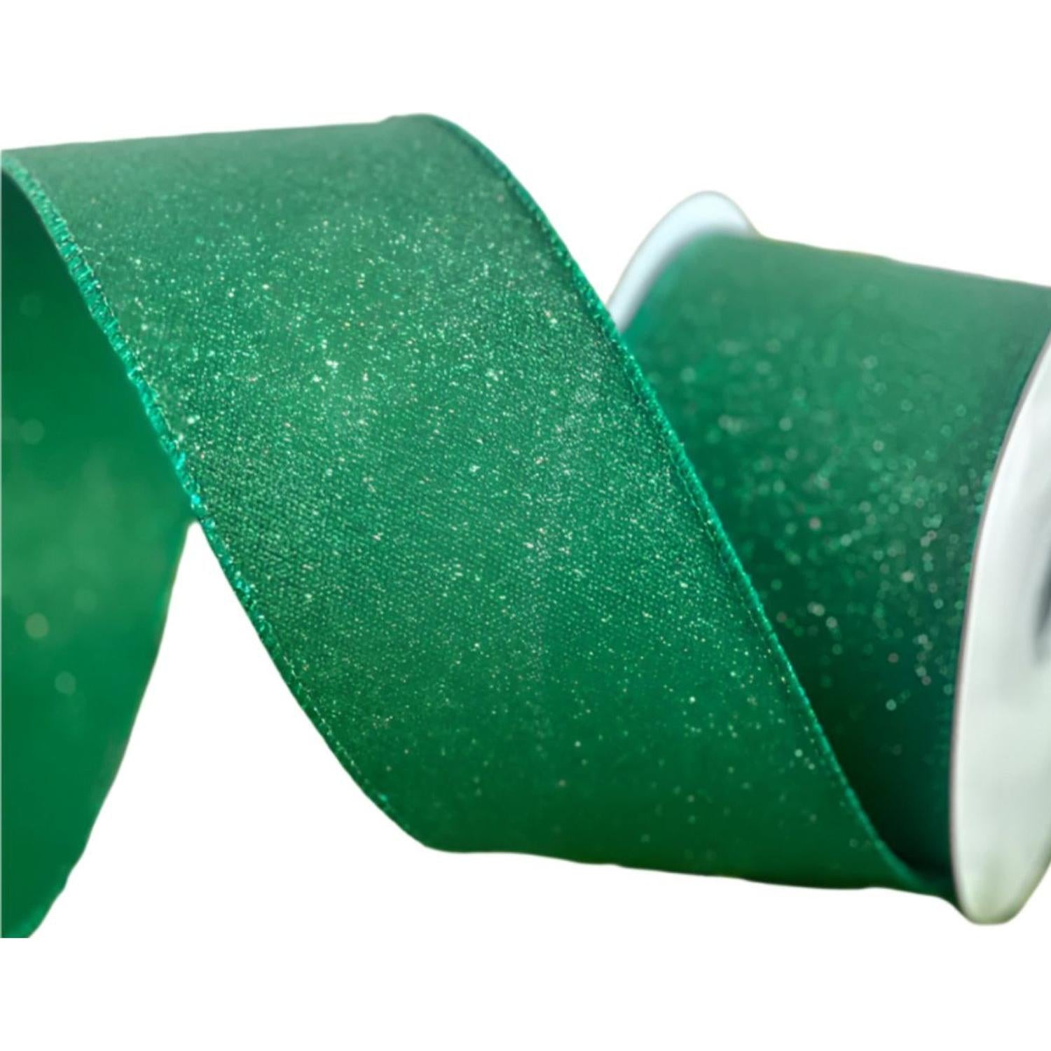2.5" Fine Glitter On Faux Royal: Emerald Green (10 Yards)