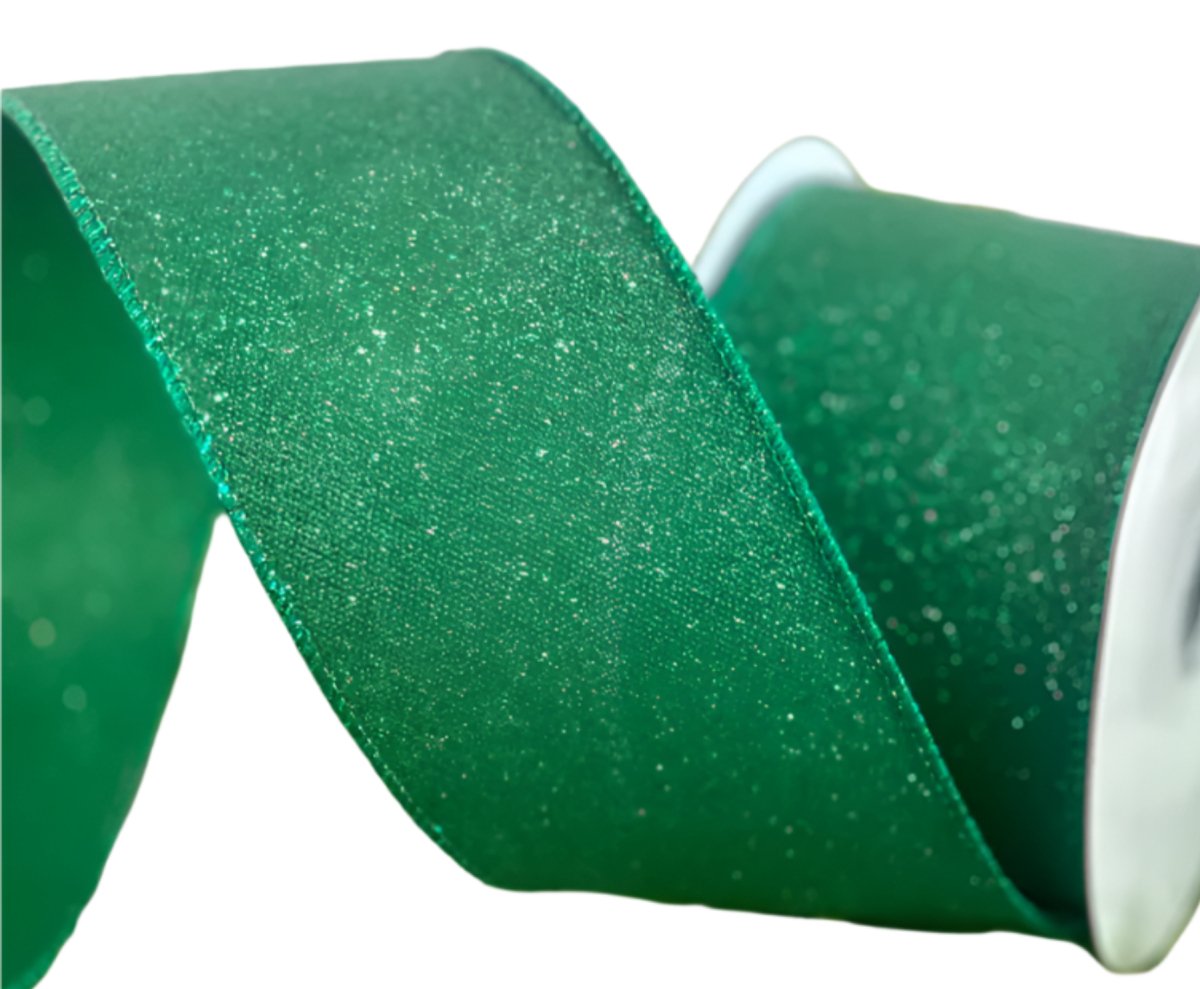 Shop For 2.5" Fine Glitter On Faux Royal: Emerald Green (10 Yards)