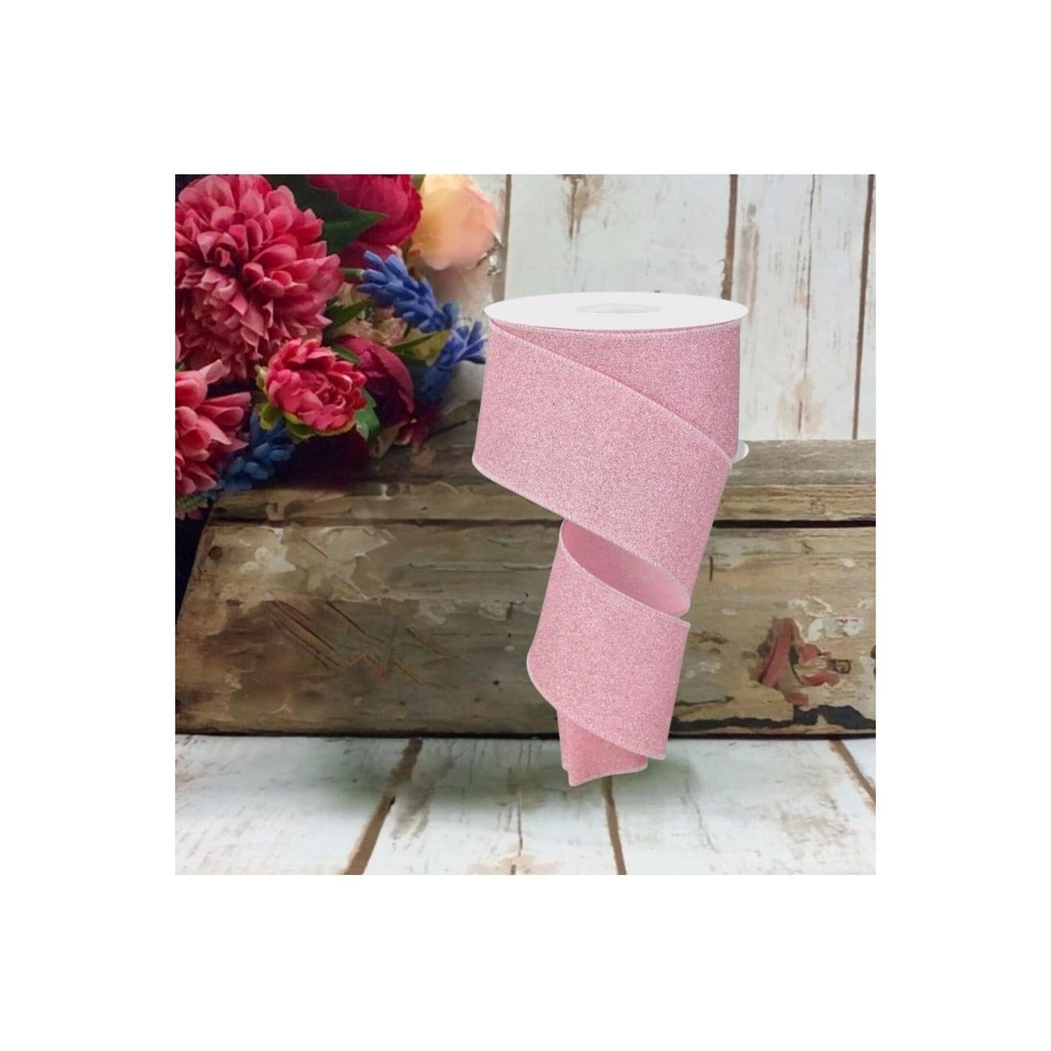 Shop For 2.5" Fine Glitter On Faux Royal: Light Pink (10 Yards)