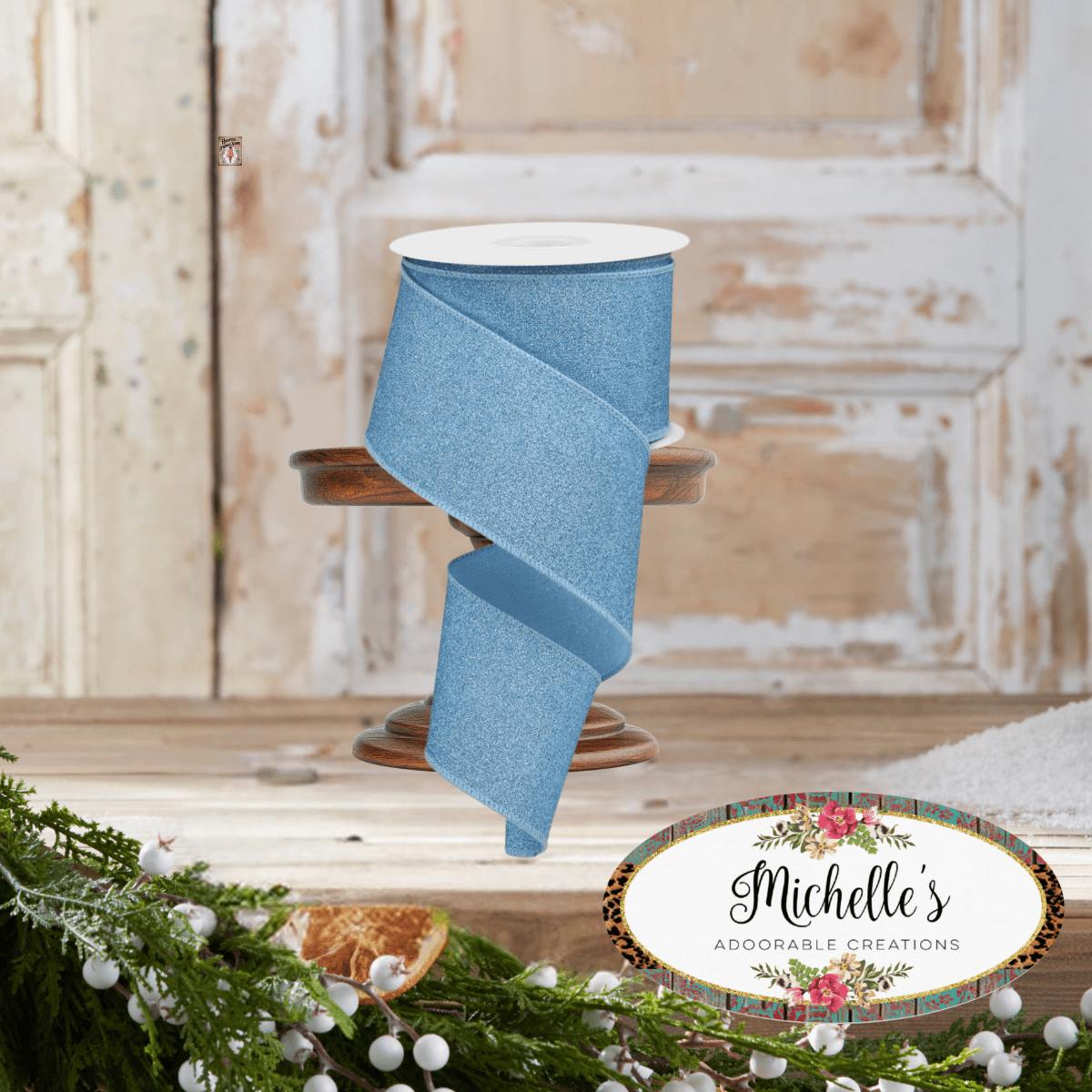 Shop For 2.5" Fine Glitter On Royal Ribbon: Pale Blue (10 Yards)