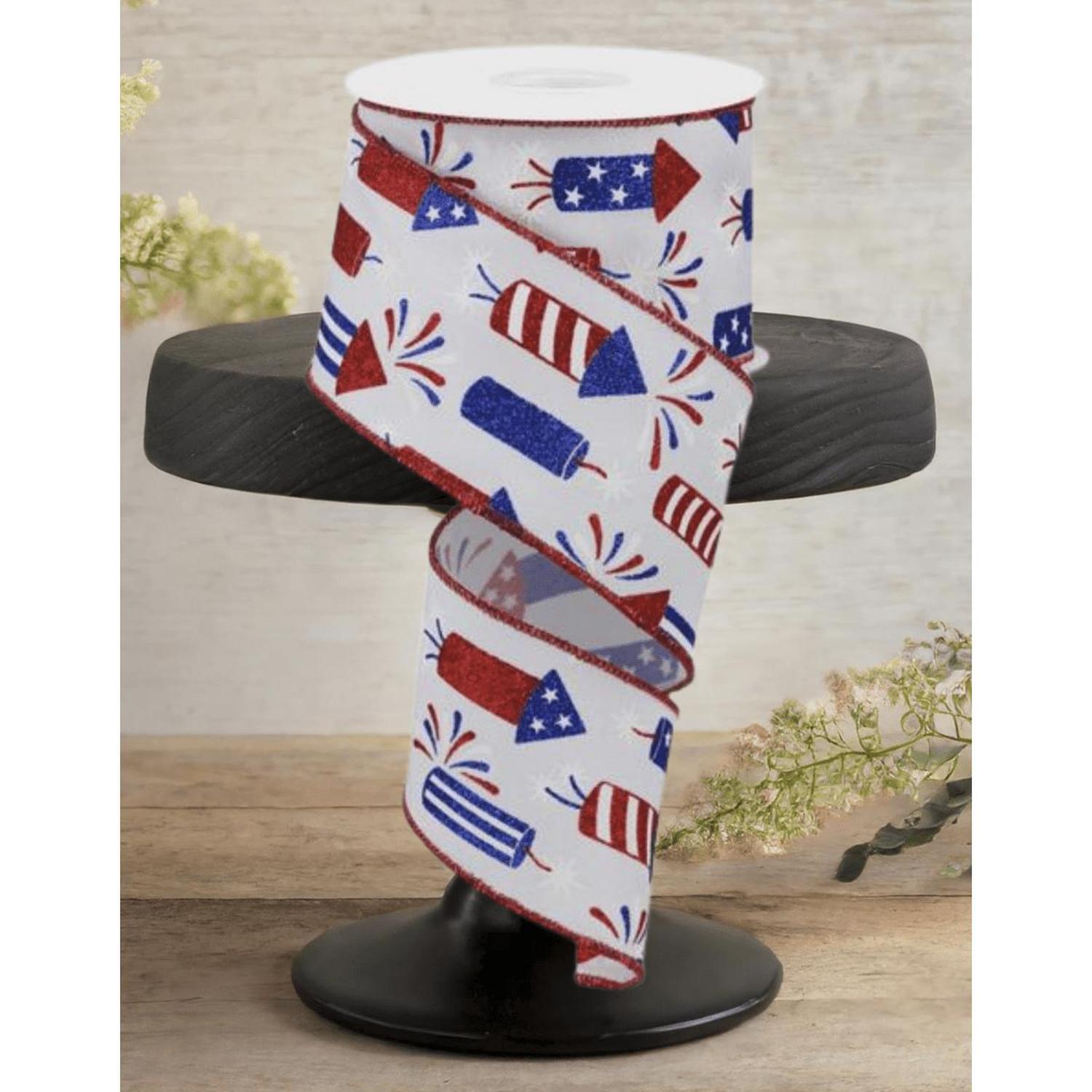 2.5" Firecrackers Ribbon: White (10 Yards)