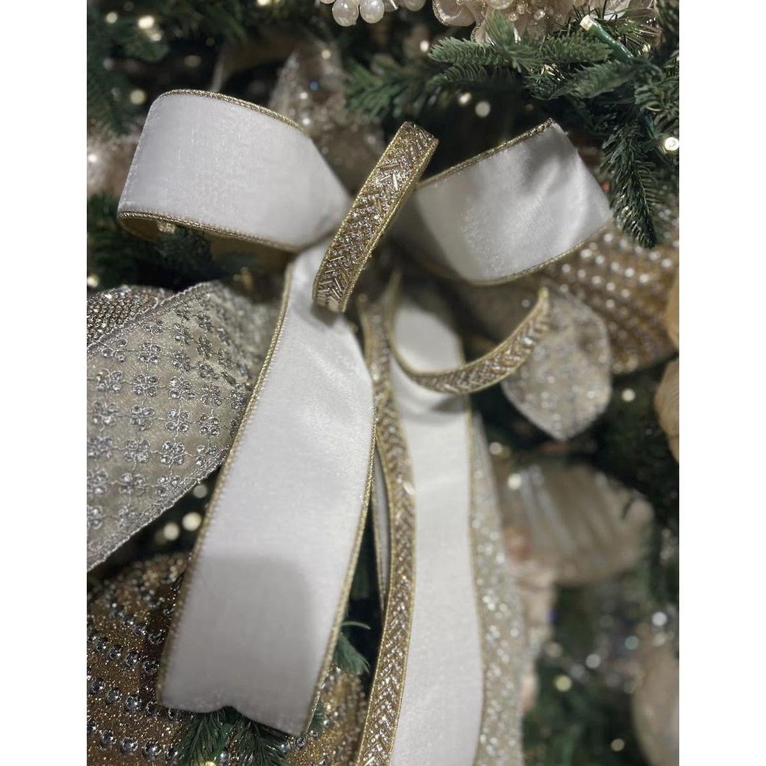 2.5" Flashy Velvet Ribbon: Cream (10 Yards)