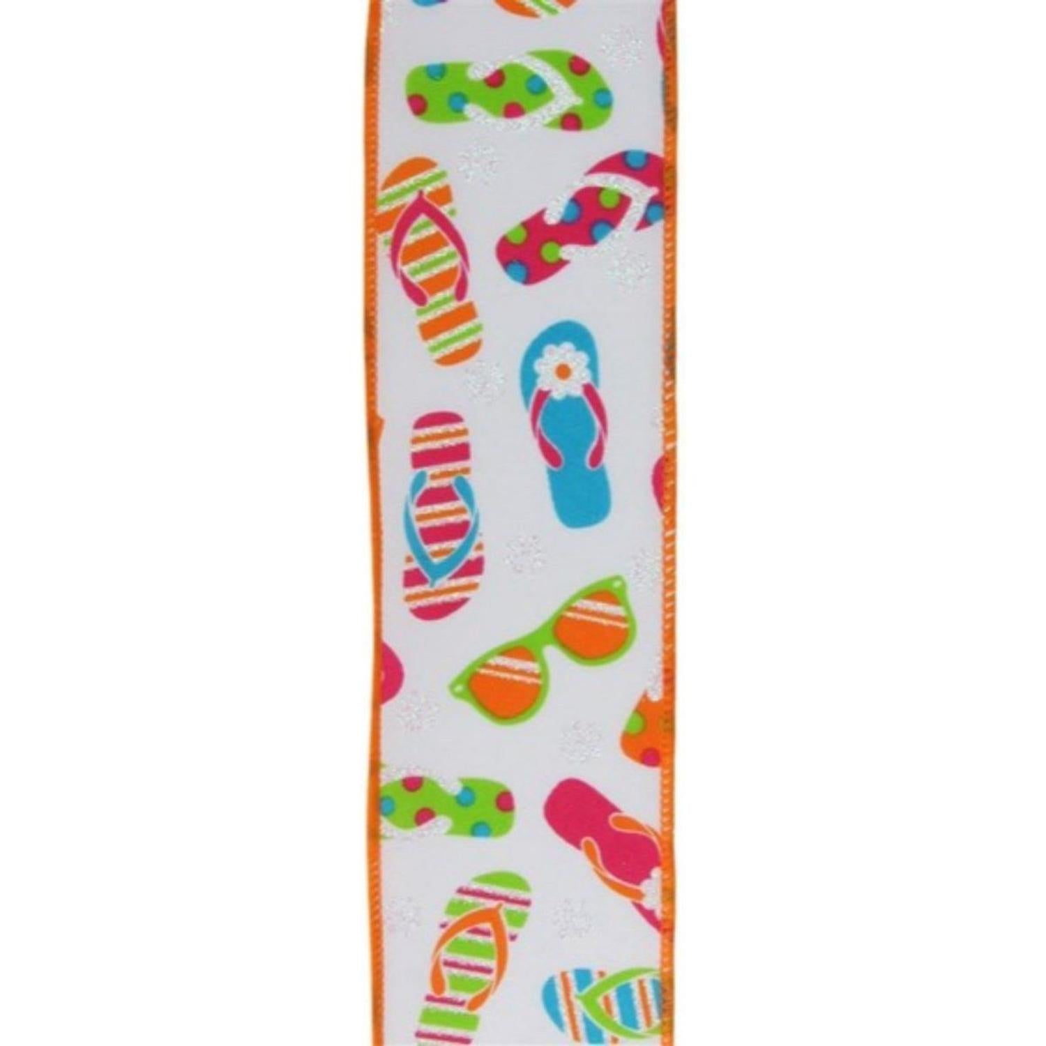 2.5" Flip Flop and Sunglasses Ribbon: White (10 Yard)