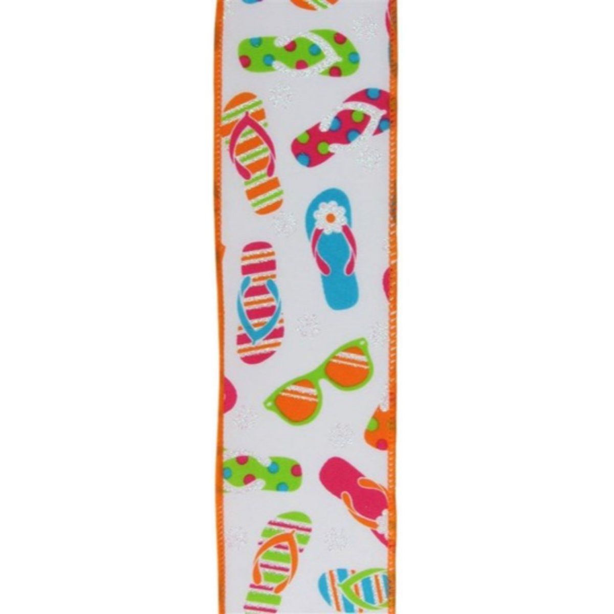 Shop For 2.5" Flip Flop and Sunglasses Ribbon: White (10 Yard)