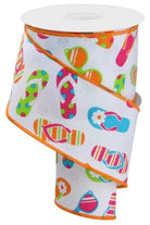 Shop For 2.5" Flip Flop and Sunglasses Ribbon: White (10 Yard)