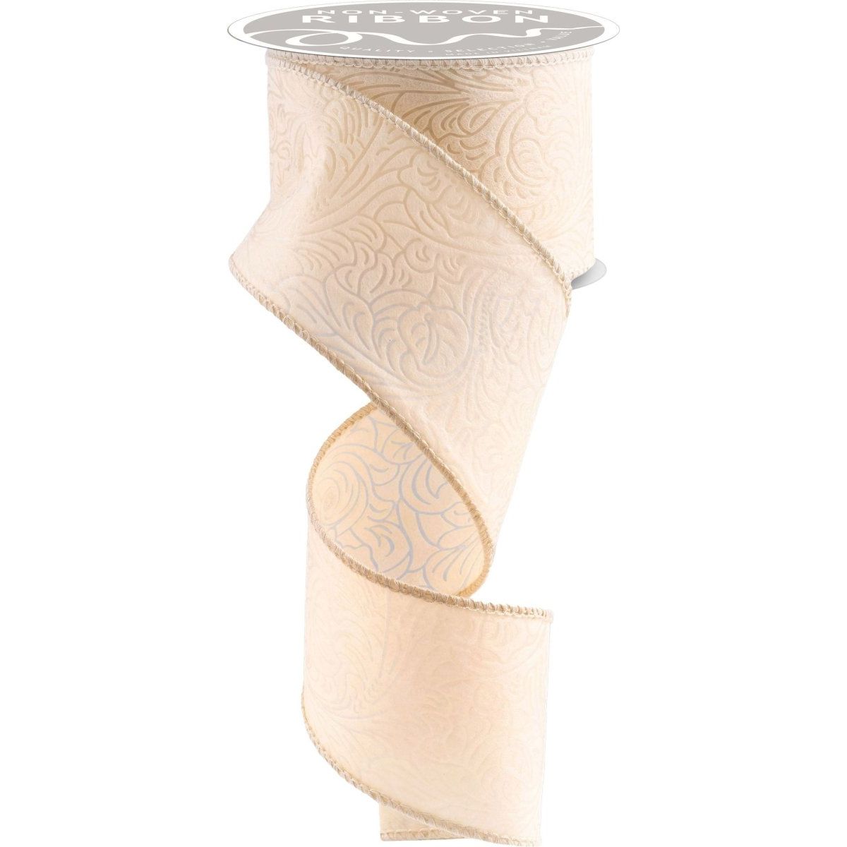 Shop For 2.5" Flower Embossed Ribbon: Blush Cream (10 Yards)