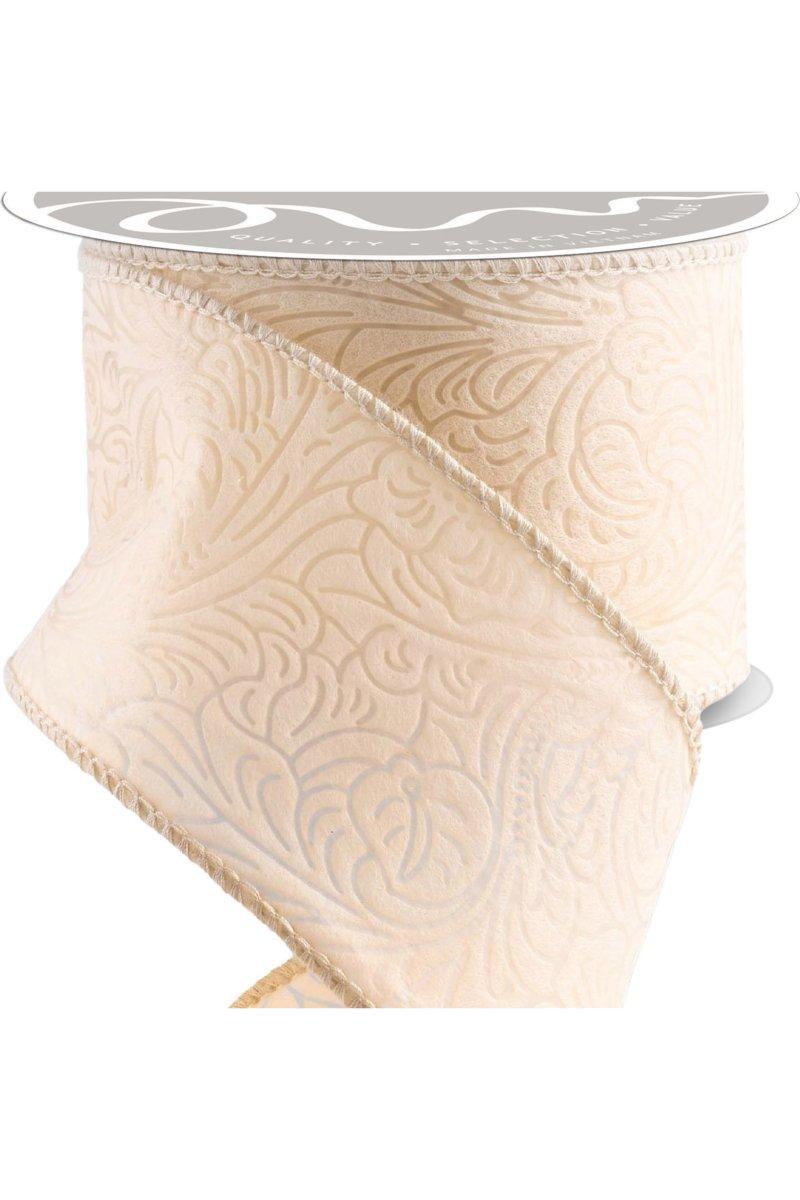 Shop For 2.5" Flower Embossed Ribbon: Blush Cream (10 Yards)