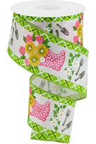 Shop For 2.5" Flower Water Can Boots Ribbon: Pink (10 Yards) at Michelle's aDOORable Creations