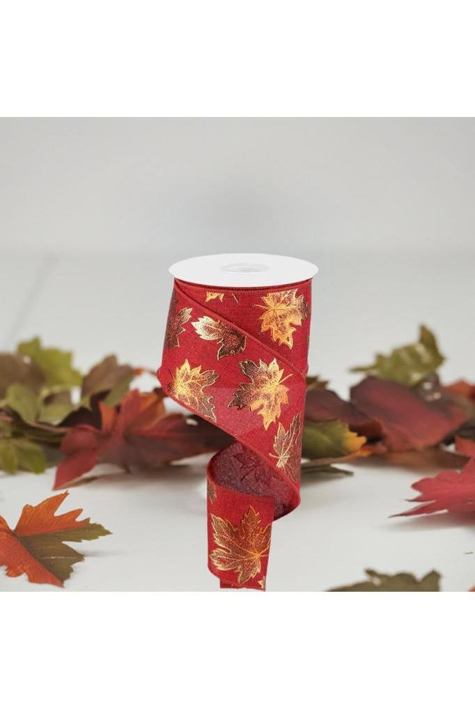 Shop For 2.5" Foil Maple Leaf Royal Ribbon: Burgundy (10 Yards) RGC183405