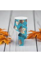 Shop For 2.5" Foil Maple Leaf Royal Ribbon: Teal (10 Yards) at Michelle's aDOORable Creations