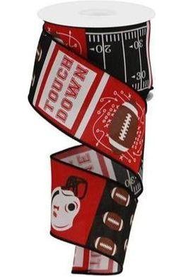 Shop For 2.5" Football Block Pattern Ribbon: Red/Black (10 Yards)