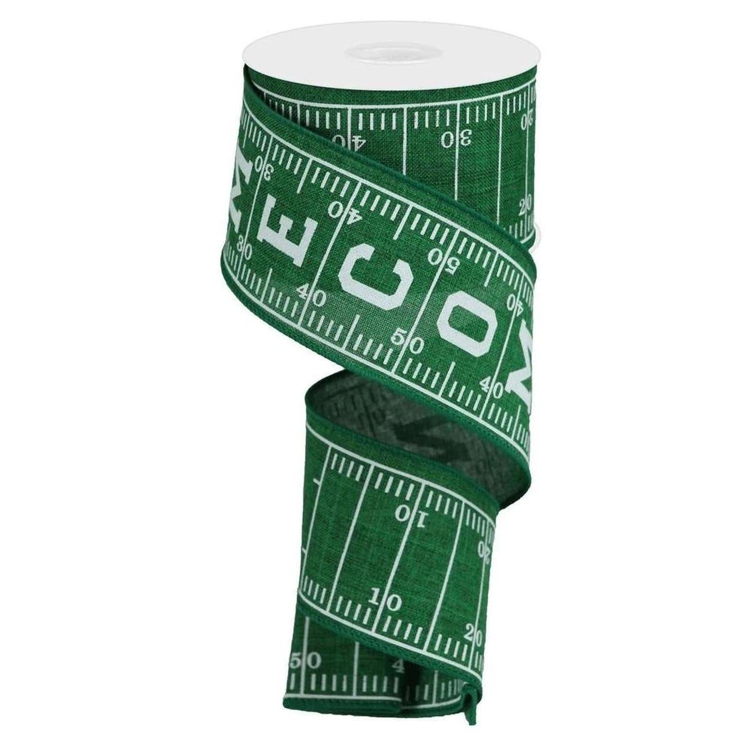 Shop For 2.5" Football Field Homecoming Ribbon: Green (10 Yards)
