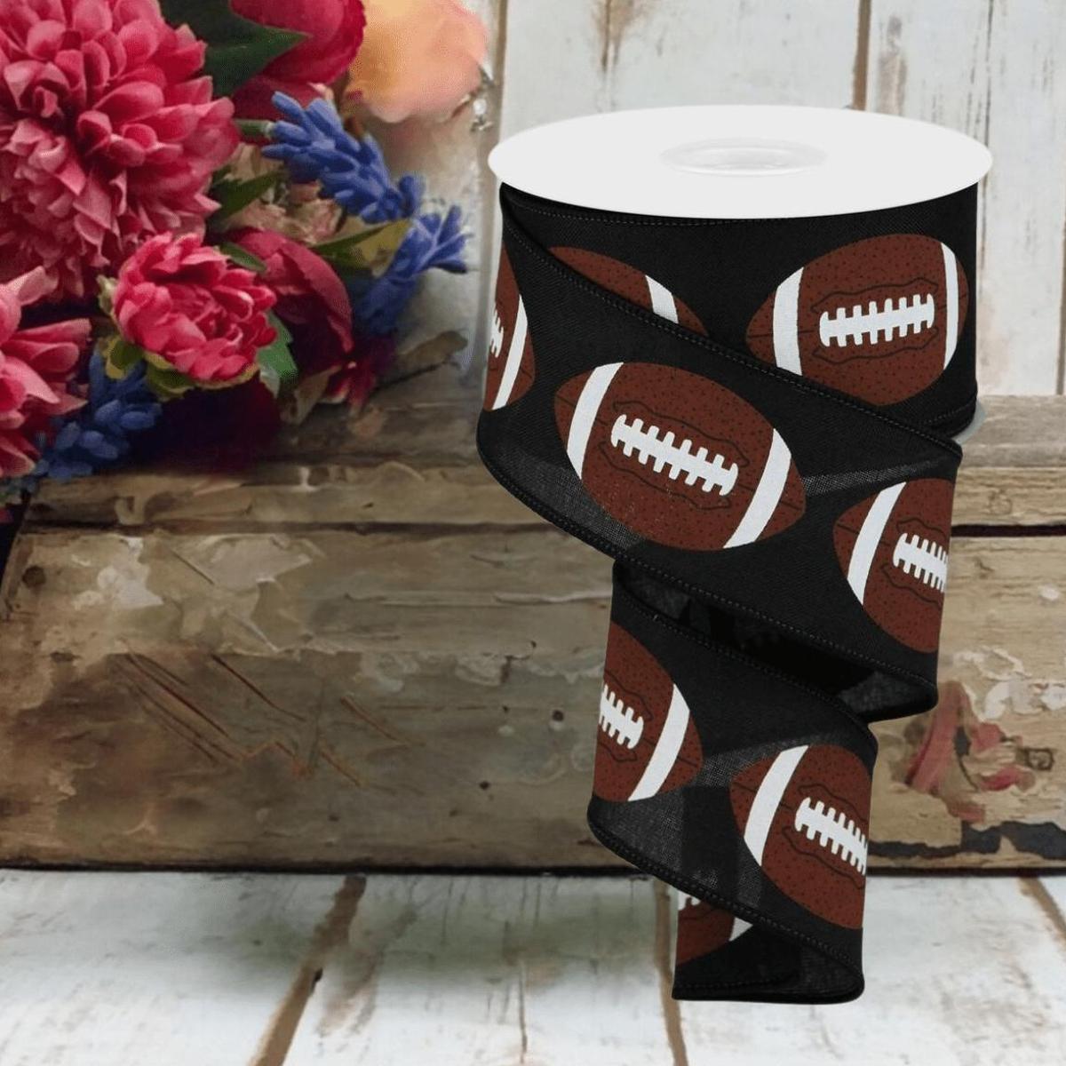 Shop For 2.5" Football Ribbon: Black (10 Yards)