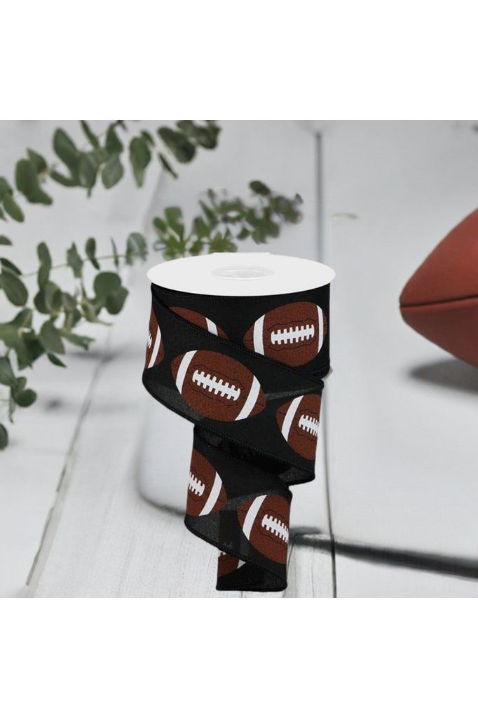 Shop For 2.5" Football Ribbon: Black (10 Yards) at Michelle's aDOORable Creations