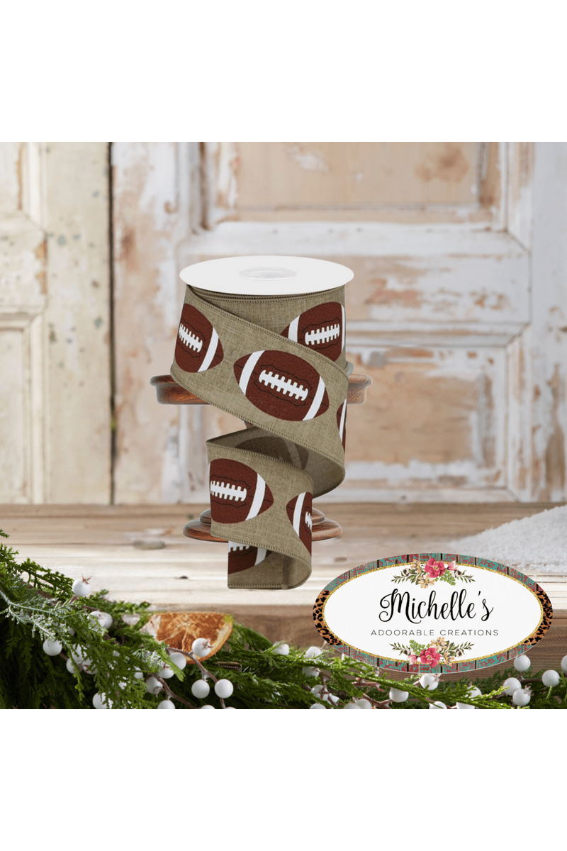 Shop For 2.5" Football Royal Ribbon: Light Beige (10 Yards)