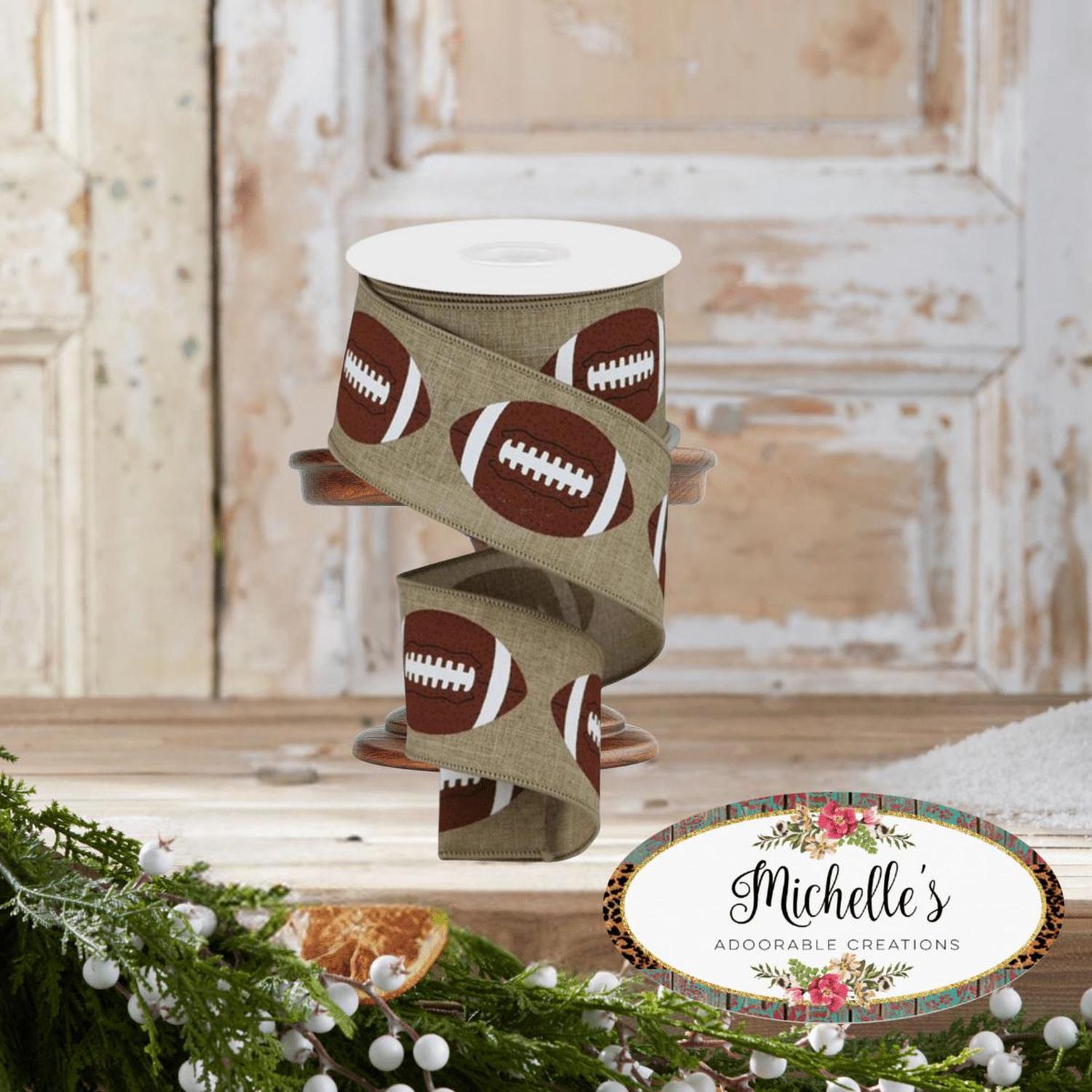 Shop For 2.5" Football Royal Ribbon: Light Beige (10 Yards)