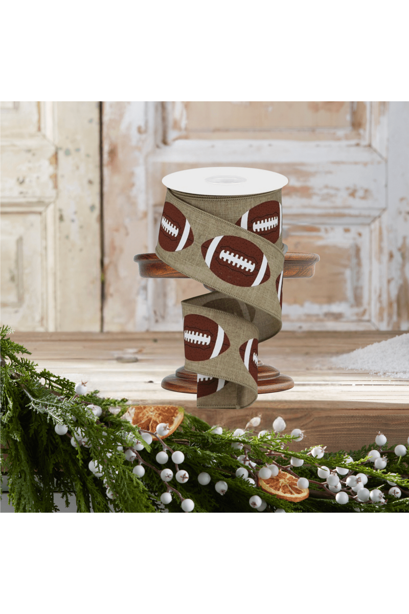Shop For 2.5" Football Royal Ribbon: Light Beige (10 Yards)