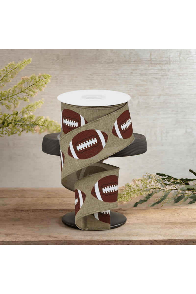 Shop For 2.5" Football Royal Ribbon: Light Beige (10 Yards)