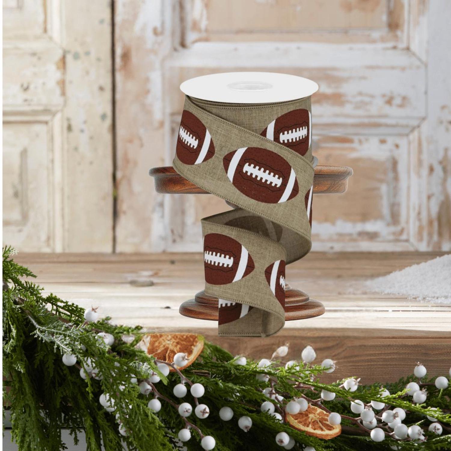 Shop For 2.5" Football Royal Ribbon: Light Beige (10 Yards)