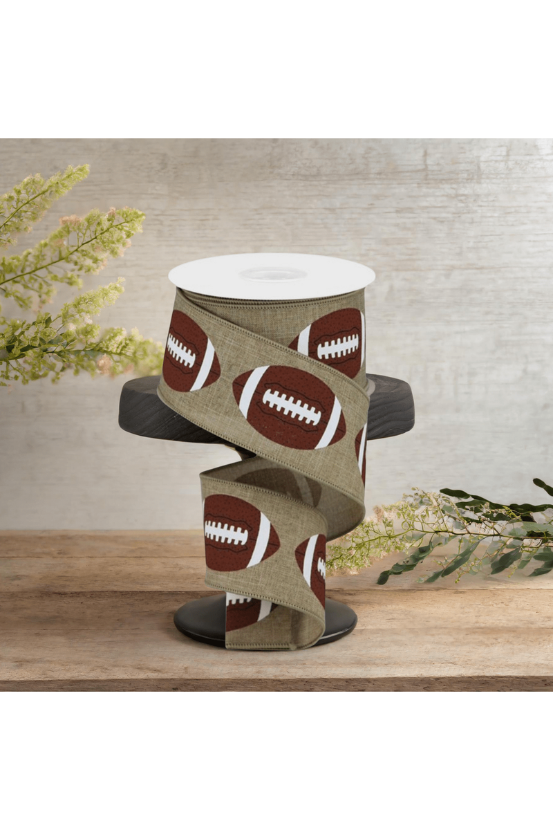 Shop For 2.5" Football Royal Ribbon: Light Beige (10 Yards)
