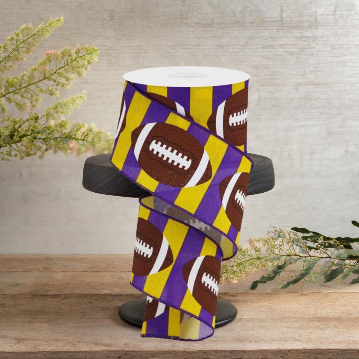 Shop For 2.5" Football Royal Ribbon: Purple/Yellow (10 Yards)