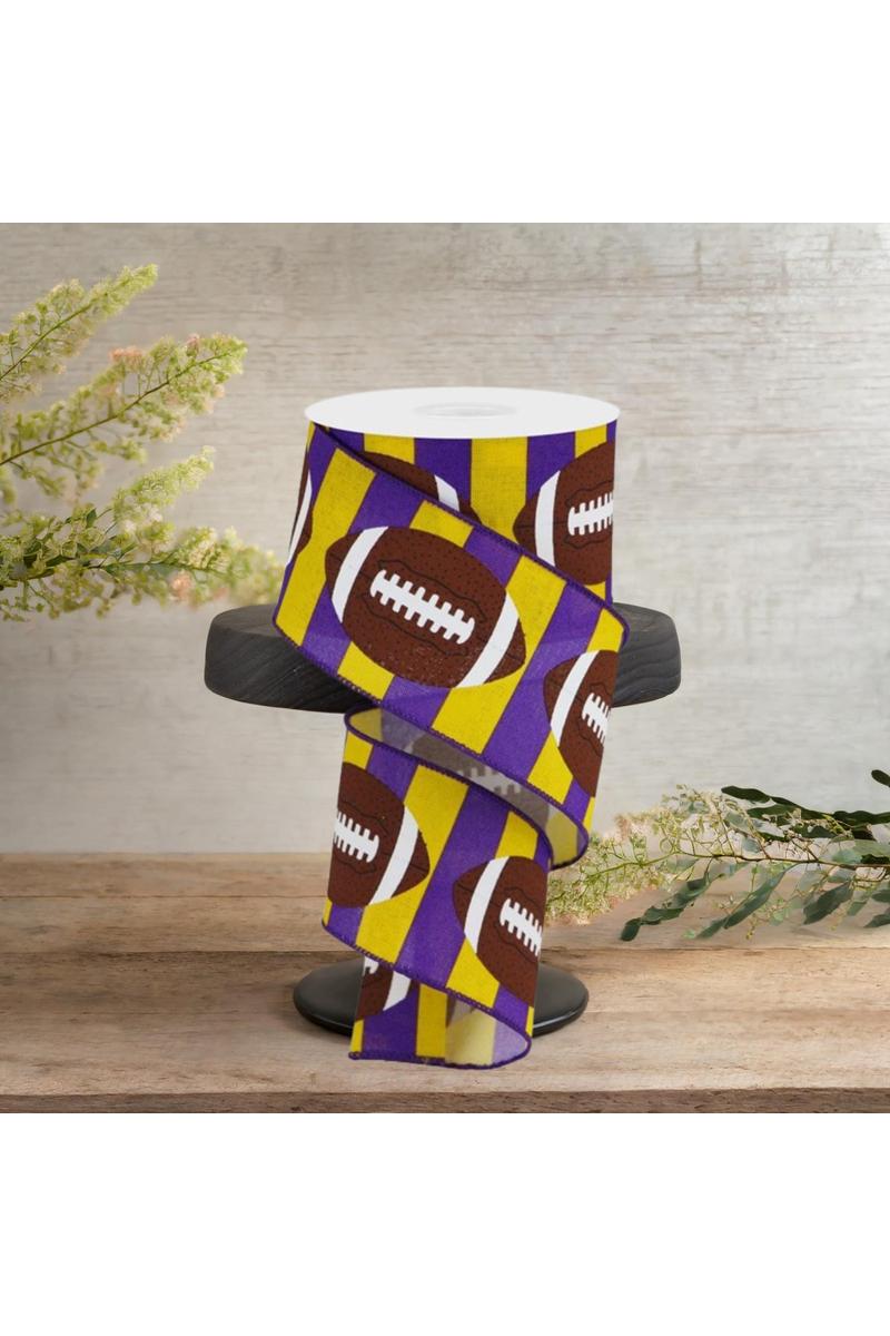 Shop For 2.5" Football Royal Ribbon: Purple/Yellow (10 Yards)